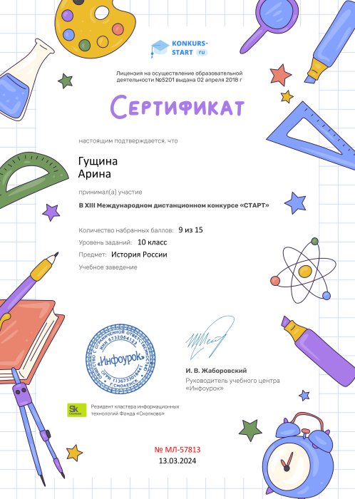 «Серебро» в Международном дистанционном конкурсе «Старт»